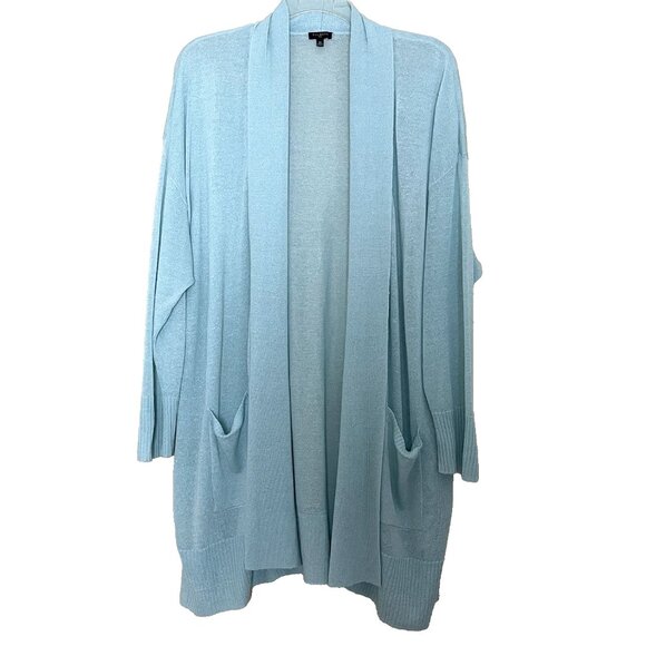 Talbots Cardigan Sweater 3X Open Front Linen Blend Pockets Relaxed fit Casual - Picture 1 of 10